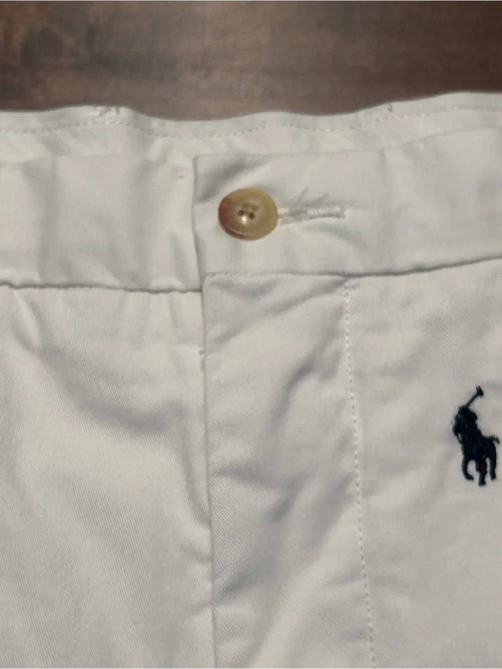 Polo Ralph Lauren Stretch Classic White Chino Navy Pony Shorts Men's Size 34 9”